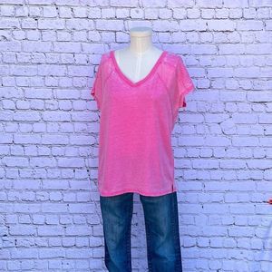 NWT! 90s Jane & Delancey Neon Pink Burnout Short Sleeve Tee